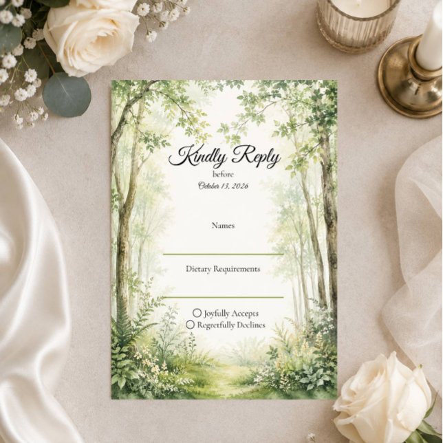 Waldweg-Hochzeit RSVP Karte (Von Creator hochgeladen)