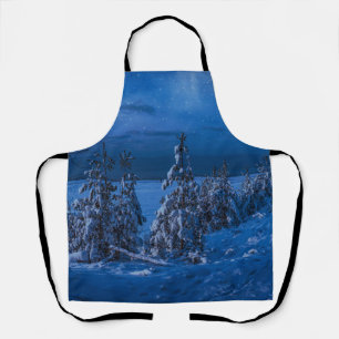 Waldweg in der Winternacht Schürze