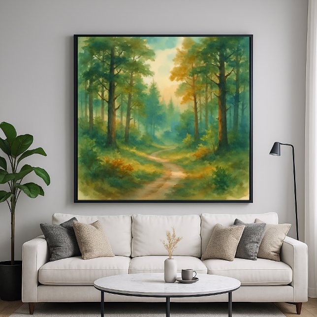 Waldweg-Landschaft - Aquarell-Malstil Poster (Von Creator hochgeladen)