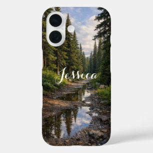 Waldweg Landschaft nach Regen personalisiert iPhone 16 Hülle