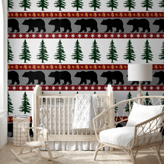 Waldwege Bären und Kiefern Tapete