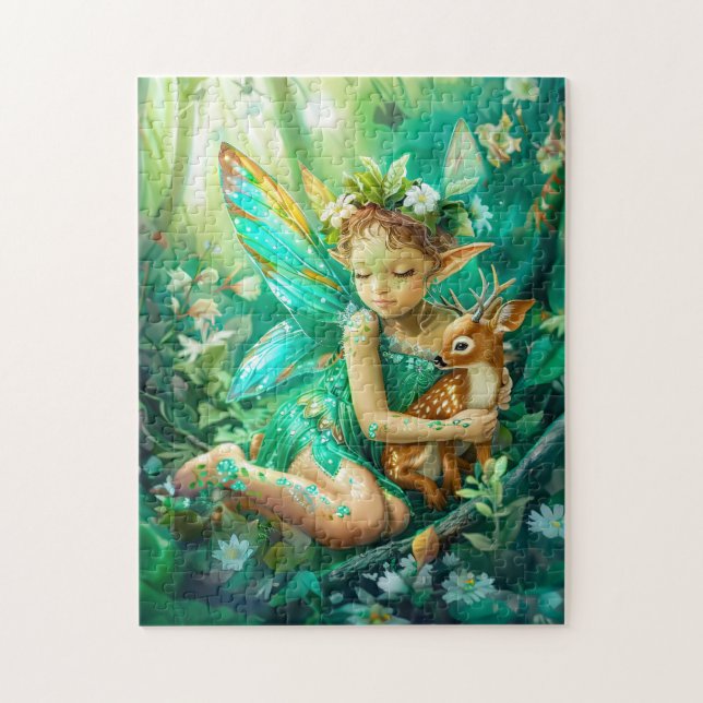 Waldweide und Neugierige Fauna Puzzle (Vertikal)