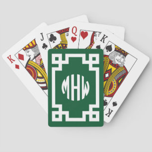 Waldweißer Kreis Monogramm Griechischer Schlüssel Spielkarten