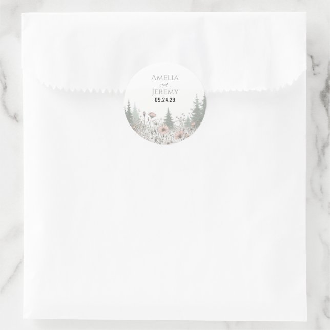 Waldwiesen-Hochzeit Runder Aufkleber (Tasche)
