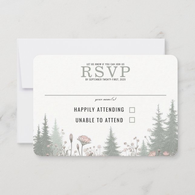 Waldwiesenhochzeit RSVP Karte (Vorderseite)
