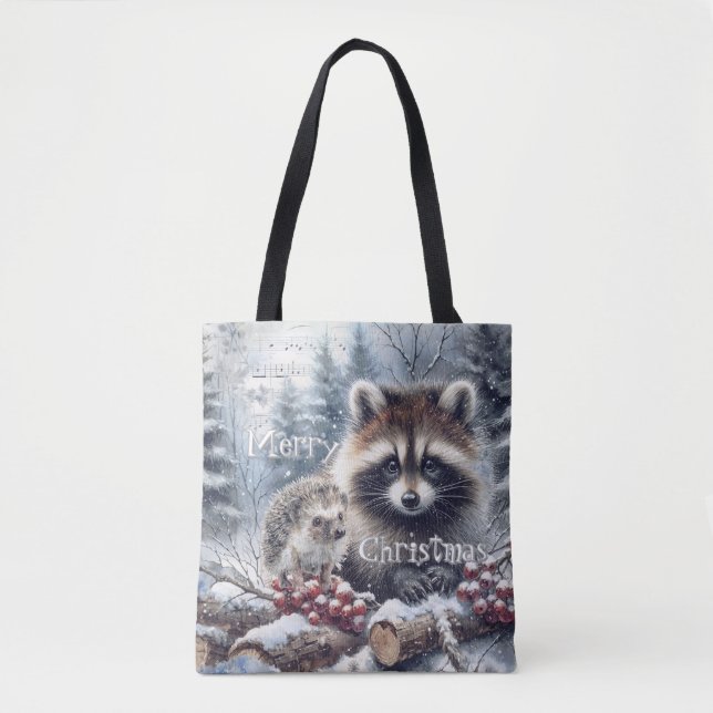 Waldwinter Igel Waschbär Weihnachten (Vorderseite)