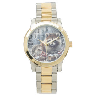 Waldwinter Igel Waschbär Weihnachten Armbanduhr