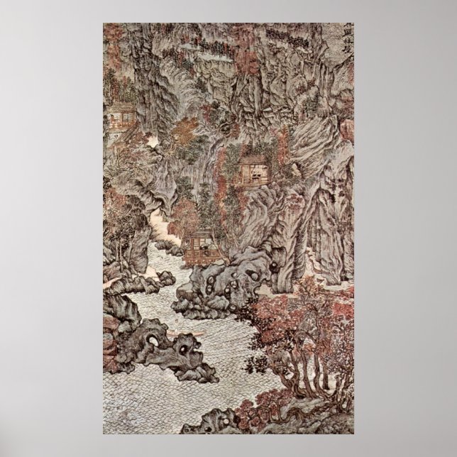 Waldwohnungen in Chii-ch'u von Wang Meng Poster (Vorne)