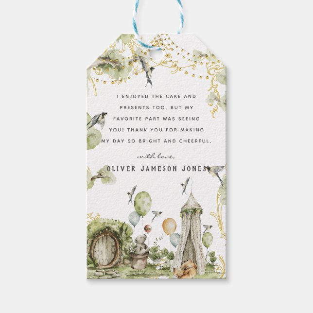 Waldzirkus | Geburtstagsparty Danke Geschenkanhänger (Vorderseite)