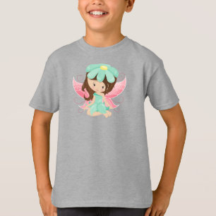 Waldzucht, Niedliche Fairy, Braunhaar, Blume T-Shirt