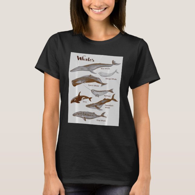 Wale Art Whale Sea Säugetiere Meeressäugetiere T-Shirt (Vorderseite)