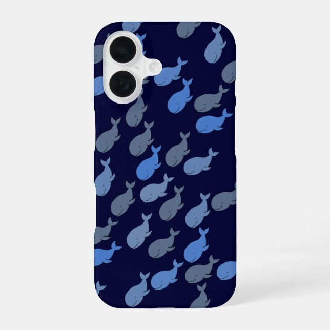 Wale auf Blau iPhone 16 Hülle (Rückseite)