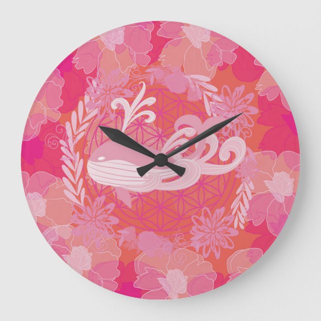 Wale Blume des Lebens Große Wanduhr (Vorderseite)