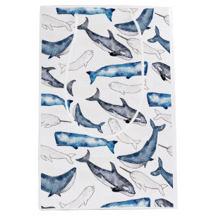 Wale in Wasserfarbe Mittlere Geschenktüte
