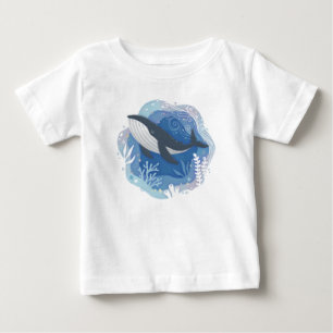 Wale & Korallen in Ocean Paper Art Illustration Baby T-shirt