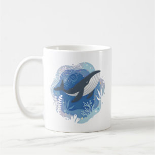 Wale & Korallen in Ocean Paper Art Illustration Kaffeetasse