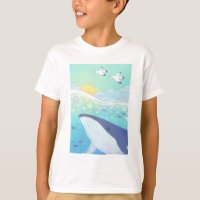 Wale, Seagulls und Illustrationen im Sommer des Oz