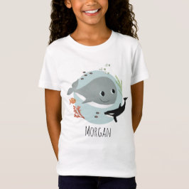 Wale und Fische im Niedlichen und modernen blauen  T-Shirt