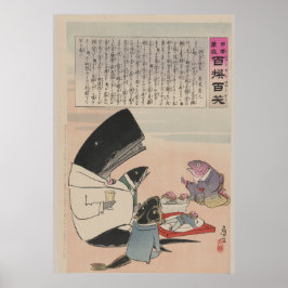 Wale und Fische speisen auf dem Poster der russisc