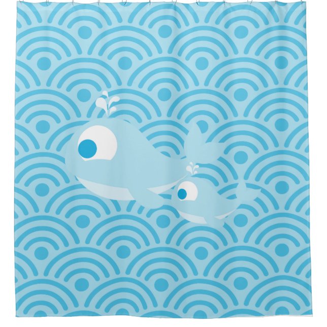 Wale und Waves Duschvorhang (Vorderseite)