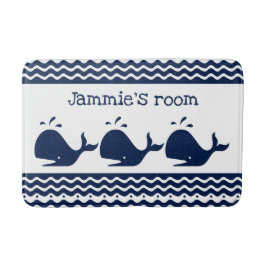 Wale und Wellen Blau und Weiß Badematte