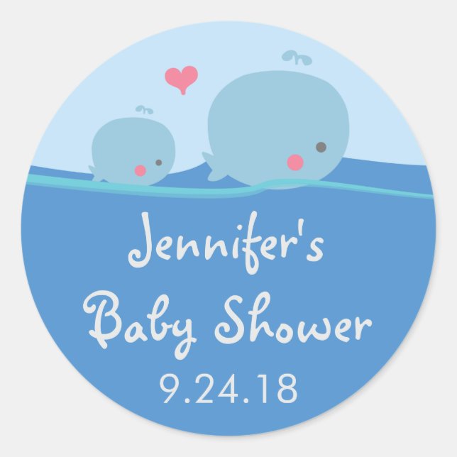 Wale unter dem Sea Baby Shower Sticker (Vorderseite)