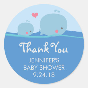 Wale unter der Sea Baby Dusche Danke, dass ihr Sti Runder Aufkleber