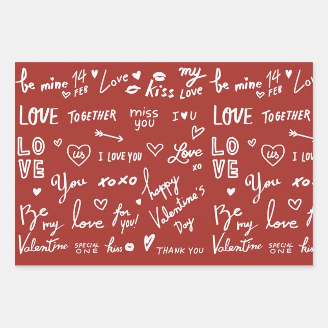 Walentine 19" x 29" Papierblätter, Matte Geschenkpapier Set (Vorderseite)
