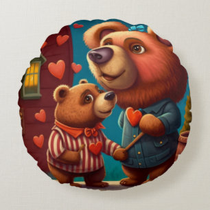 Walentiner Bärenkissen Cartoon Rundes Kissen