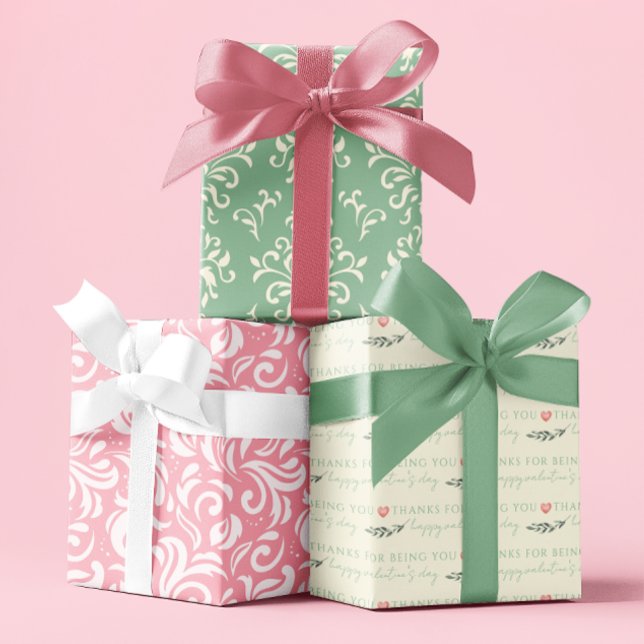 Walentiner-Tagesumschlagpapier Geschenkpapier Set (Celebrate someone special with these Valentine's Day, "Thanks for being you" wrapping paper sheets! )