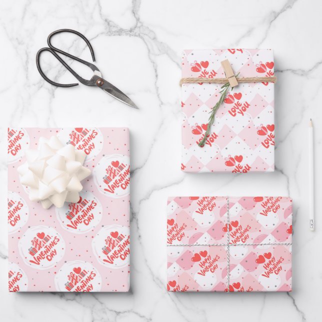 Walentiner-Tagesumschlagpapier Geschenkpapier Set (Vorderseite)