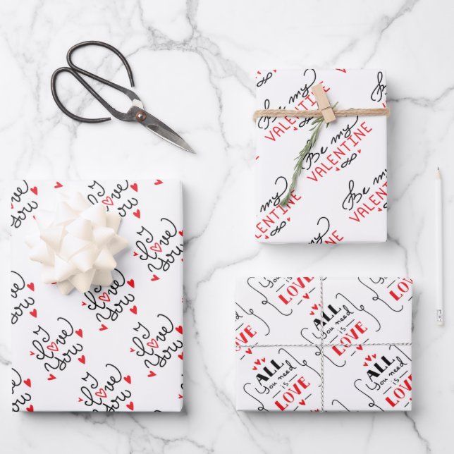 Walentiner-Tagesumschlagpapier Geschenkpapier Set (Vorderseite)