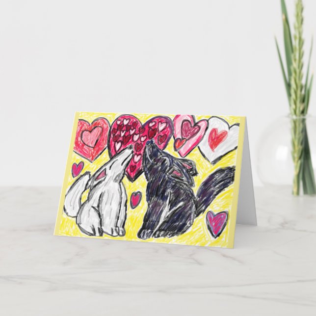 Walentinwolf heulen feiertagskarte (Vorderseite)