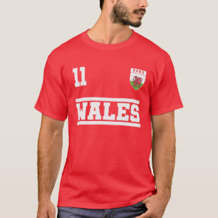 Wales 11 Zuhause Soccer   Euro Welsh Soccer Team J T-Shirt