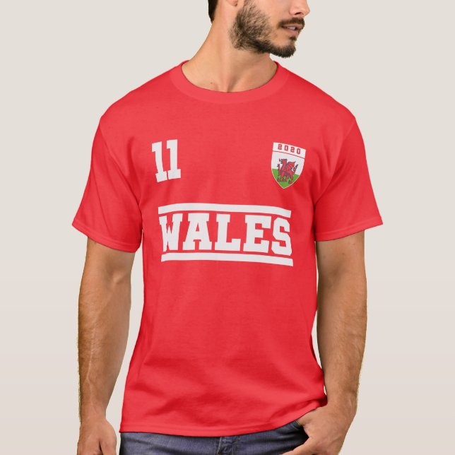 Wales 11 Zuhause Soccer | Euro Welsh Soccer Team J T-Shirt (Vorderseite)