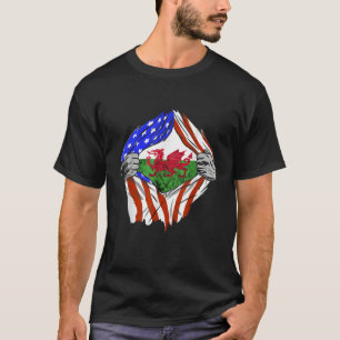 Wales America Chest Welsh Dragon Welsh Flag We T-Shirt