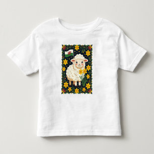 Wales-Anhänger Süßes Lamm umgeben von Narzissen Kleinkind T-shirt