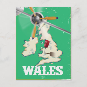Wales, British Isles Vintage Travel Poster Postkarte