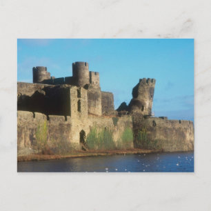 Wales - Burg Caerphilly, mit Blick auf die Postkarte