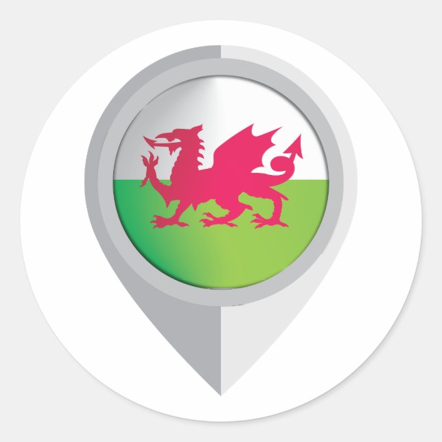 Wales Button Location Flag Runder Aufkleber (Vorderseite)