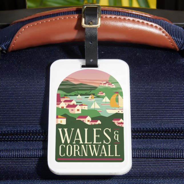 Wales Cornwall Vintag Magnet Gepäckanhänger (Vorderseite Insitu 2)