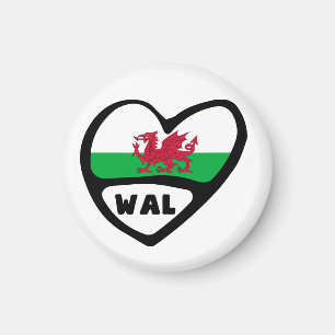 Wales Country Code Flag Herz, WAL Magnet