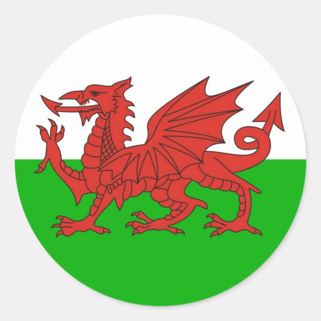 Wales Country Dragon Fahne welch britisch Runder Aufkleber (Vorderseite)
