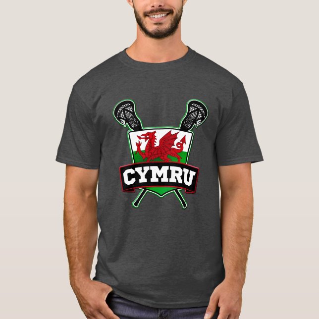 Wales Cymru Lacrosse Logo T-Shirt (Vorderseite)