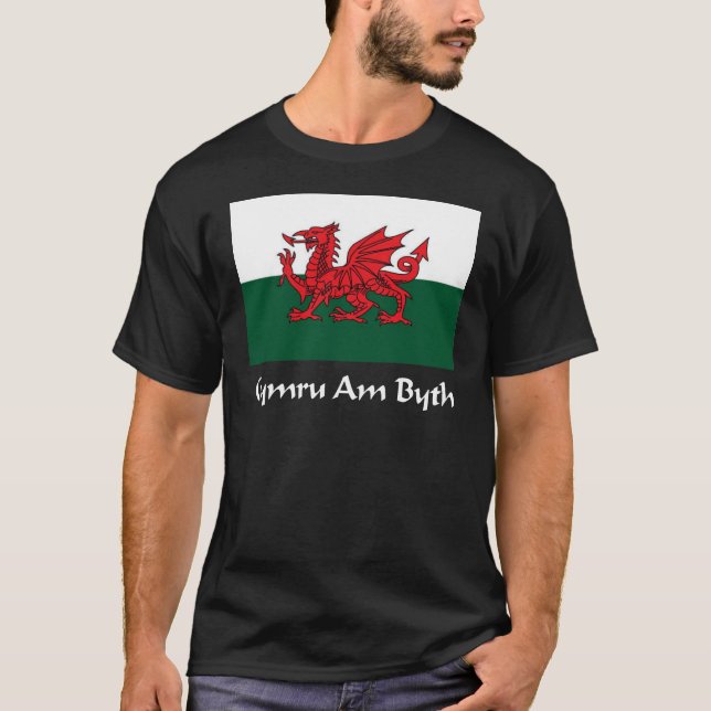 Wales - Cymru morgens Byth Flagge T-Shirt (Vorderseite)