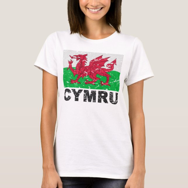 Wales CYMRU Vintag Flag T-Shirt (Vorderseite)