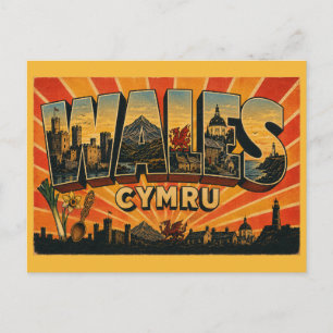 Wales Cymru Vintage-Reise-Kunst Postkarte