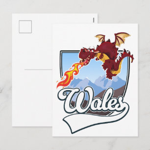 Wales-Drache-Logo Feiertagspostkarte