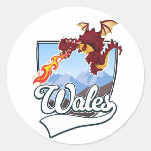 Wales-Drache-Logo  Runder Aufkleber