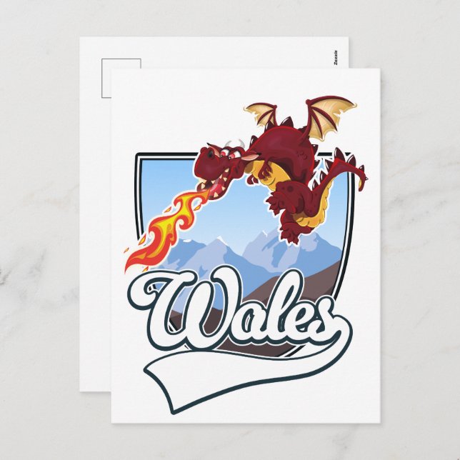 Wales Dragon Logo Feiertagspostkarte (Vorne/Hinten)